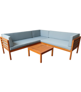 Набор садовой мебели из акации, 2 предмета, угловой диван и стол